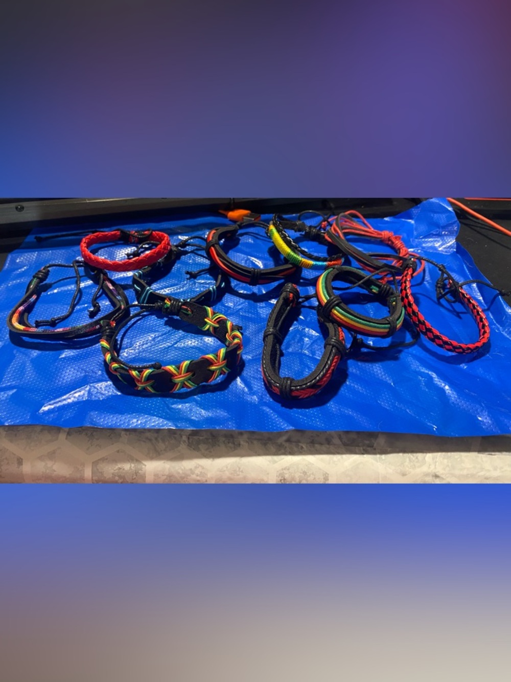 10 piece Colorful Woven Faux Leather & Cord Bracelet Set
